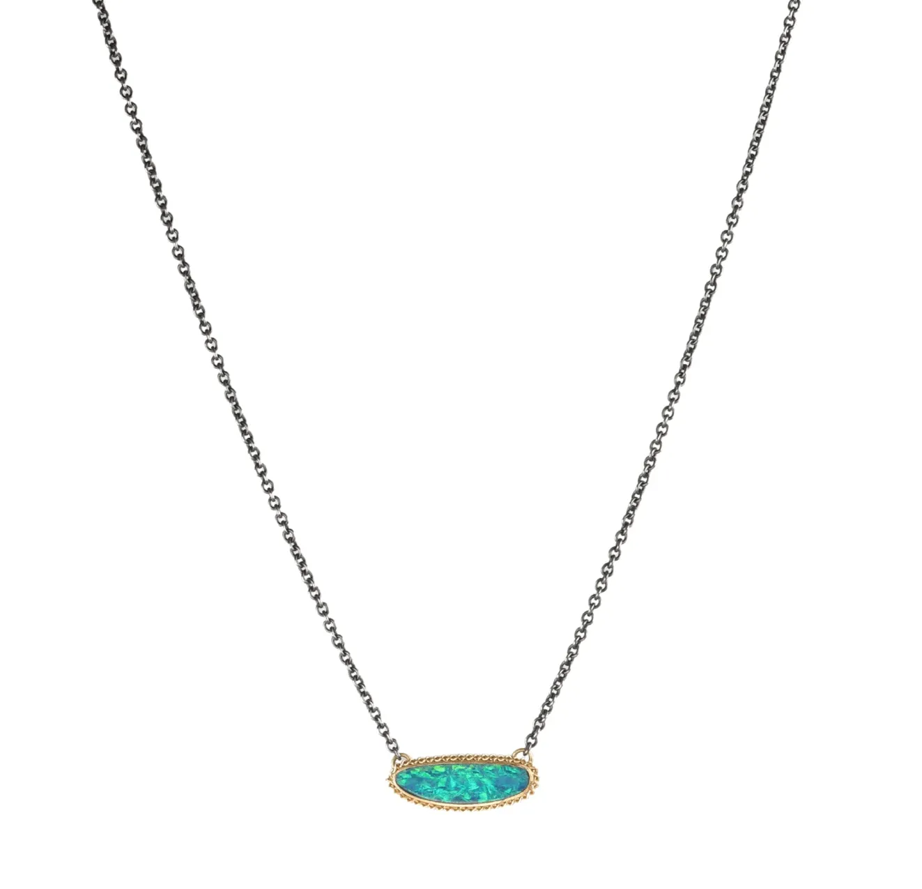 Mixed Metal Australian Opal Doublet Necklace