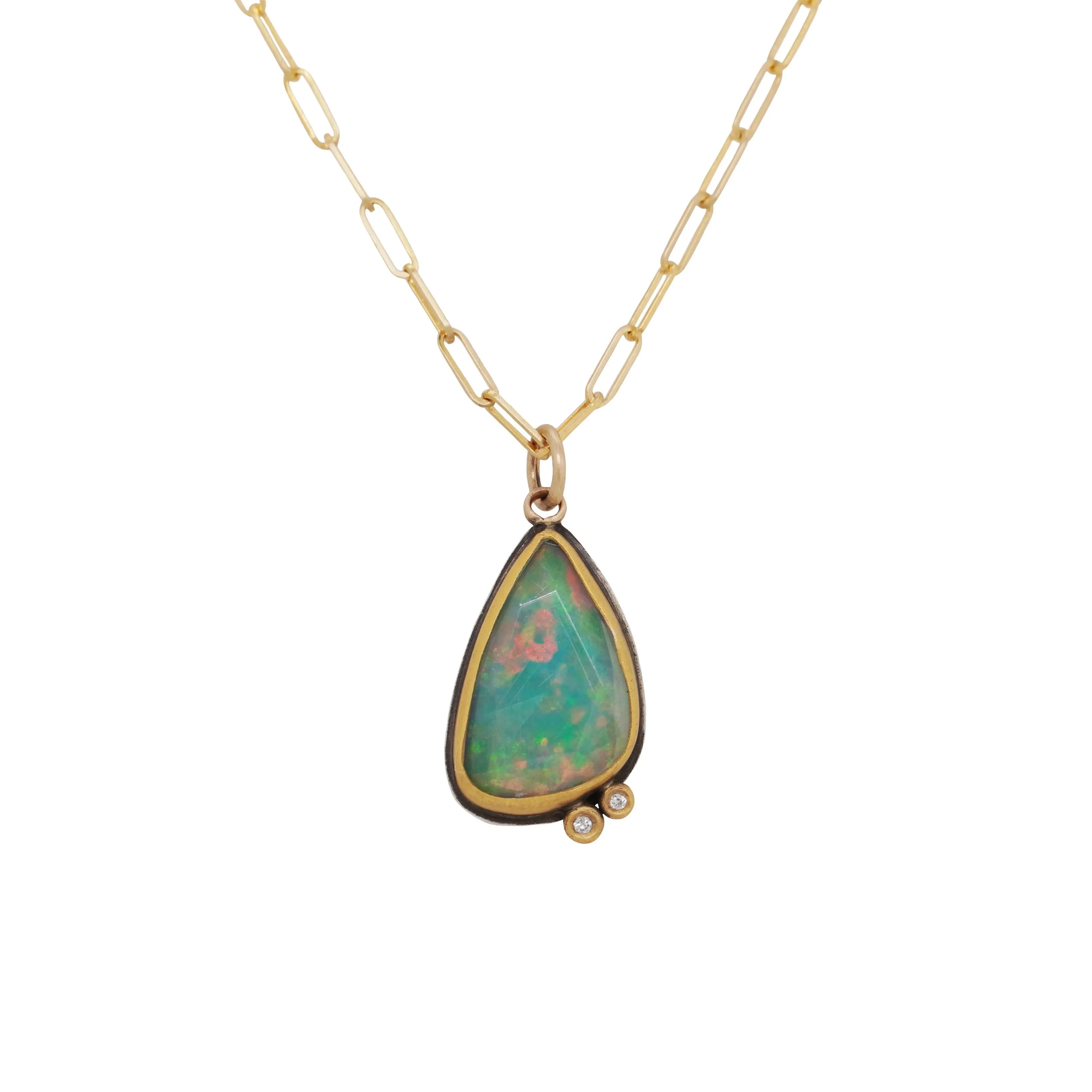 Mixed Metal Ethiopian Opal Necklace