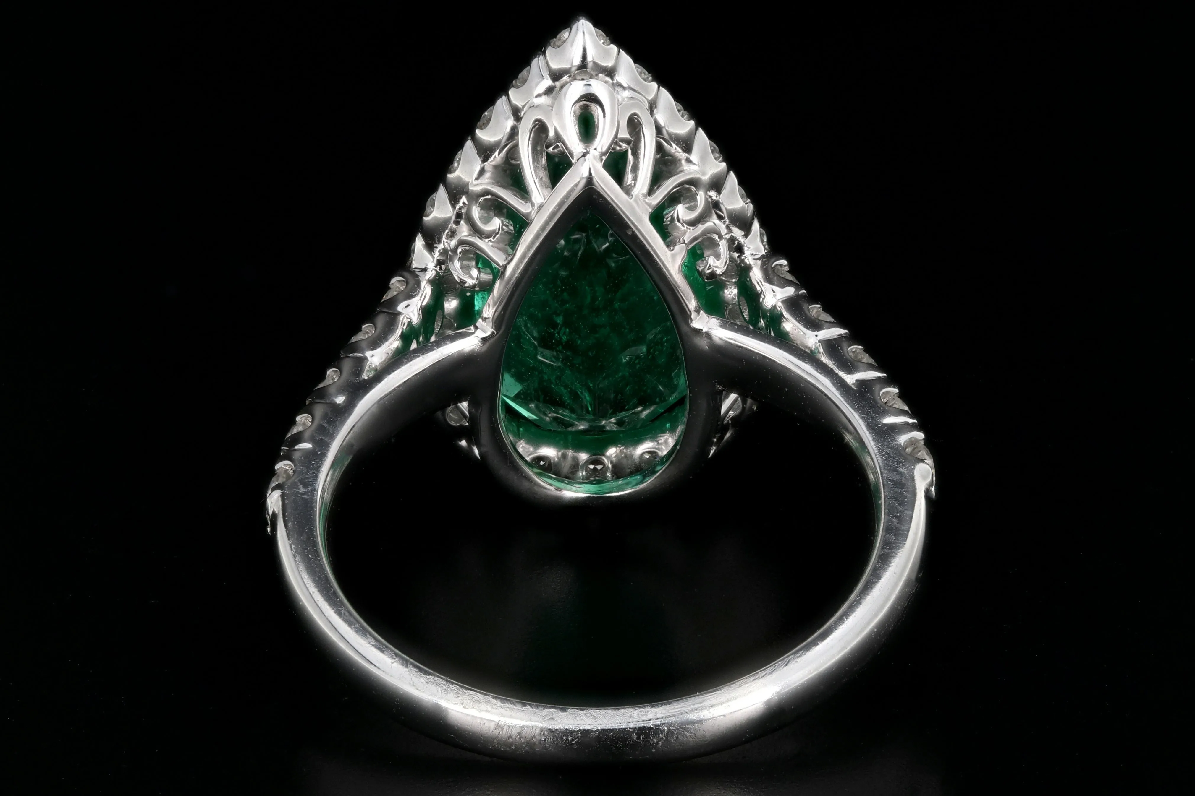 Modern 14K White Gold 3CT Zambian Emerald and Diamond Ring