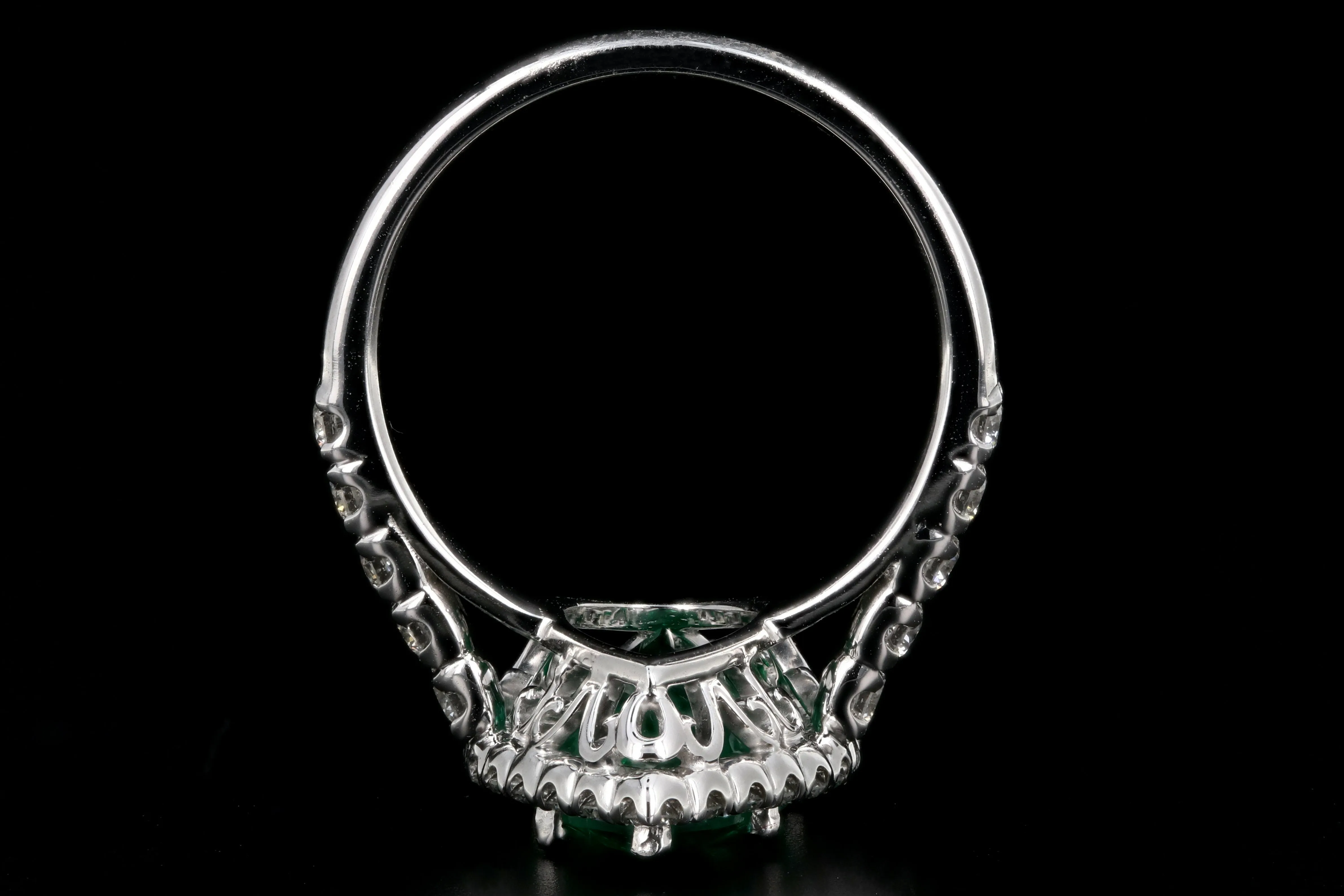 Modern 14K White Gold 3CT Zambian Emerald and Diamond Ring
