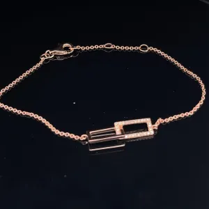 Modern Double Geometric Tennis Bracelet in 14k Rose Gold - #148 - KAT59719ARG