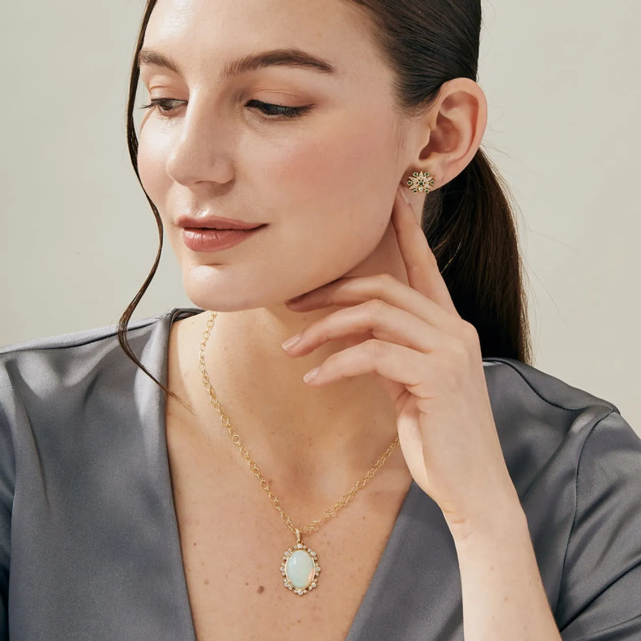 Mogul 18K Yellow Gold Ethiopian Opal Pendant