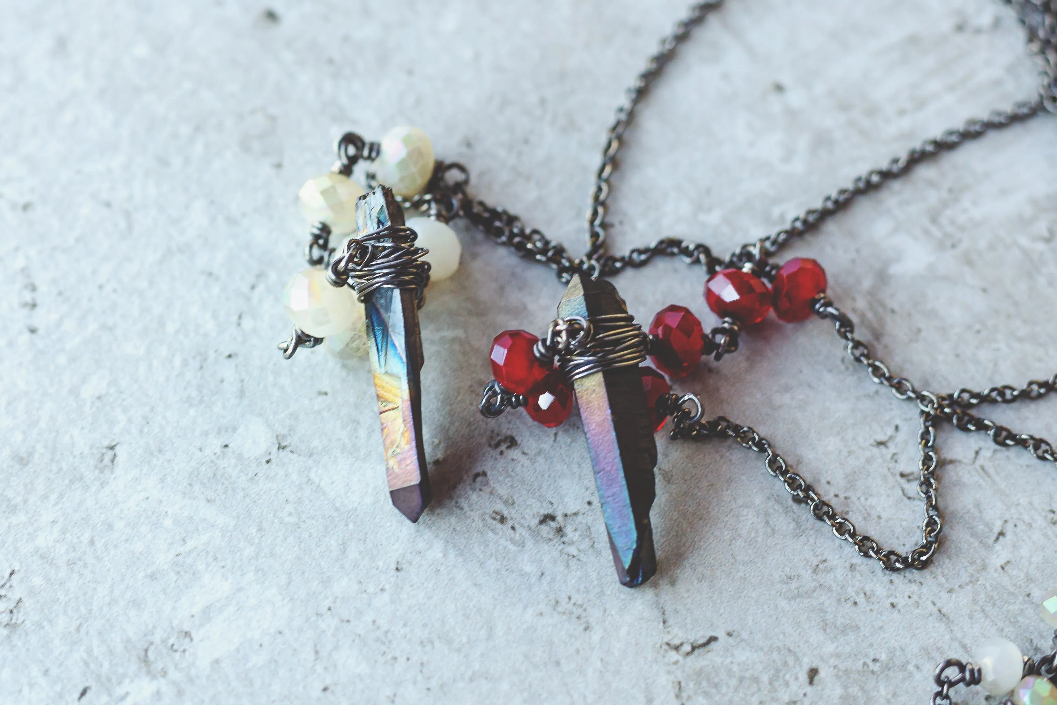 Moon Phases Gemstone Crystal Necklace