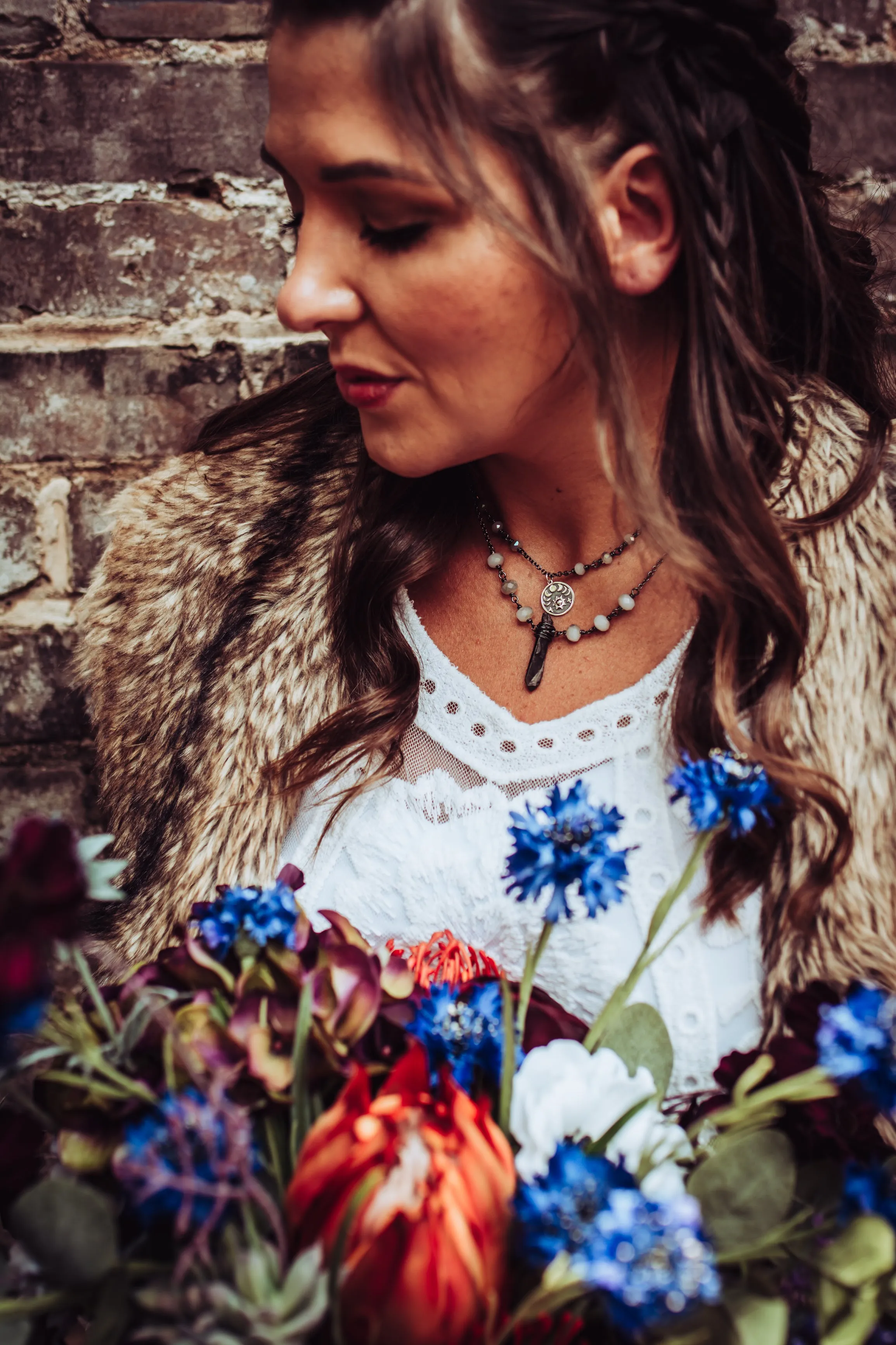 Moon Phases Gemstone Crystal Necklace