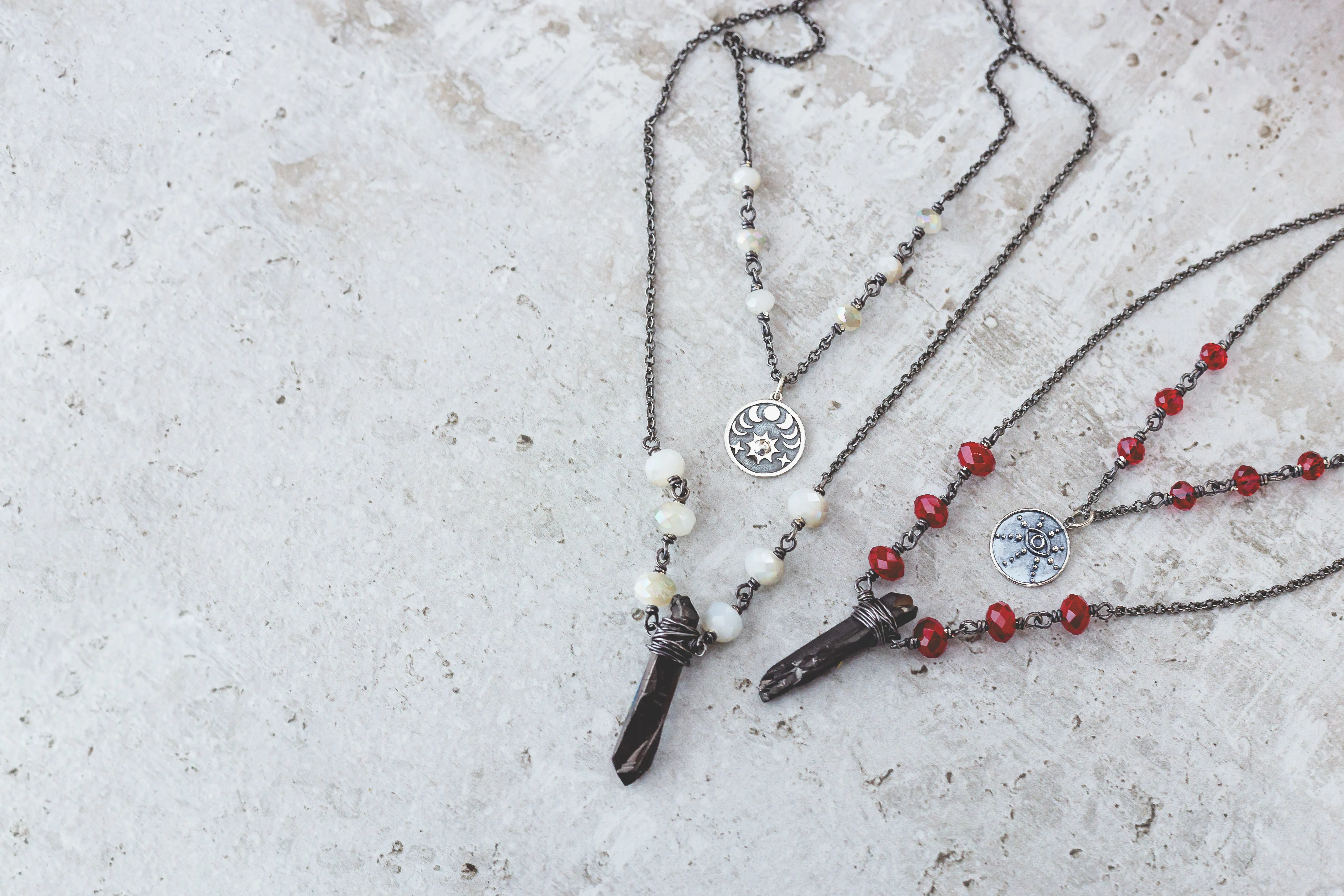Moon Phases Gemstone Crystal Necklace
