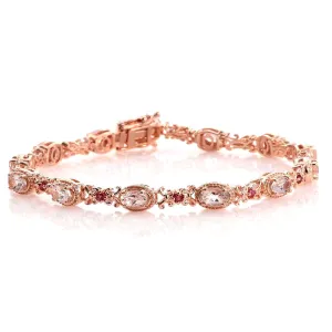 Morganite Pink Sapphire 925 Sterling Silver Tennis Bracelet Jewelry
