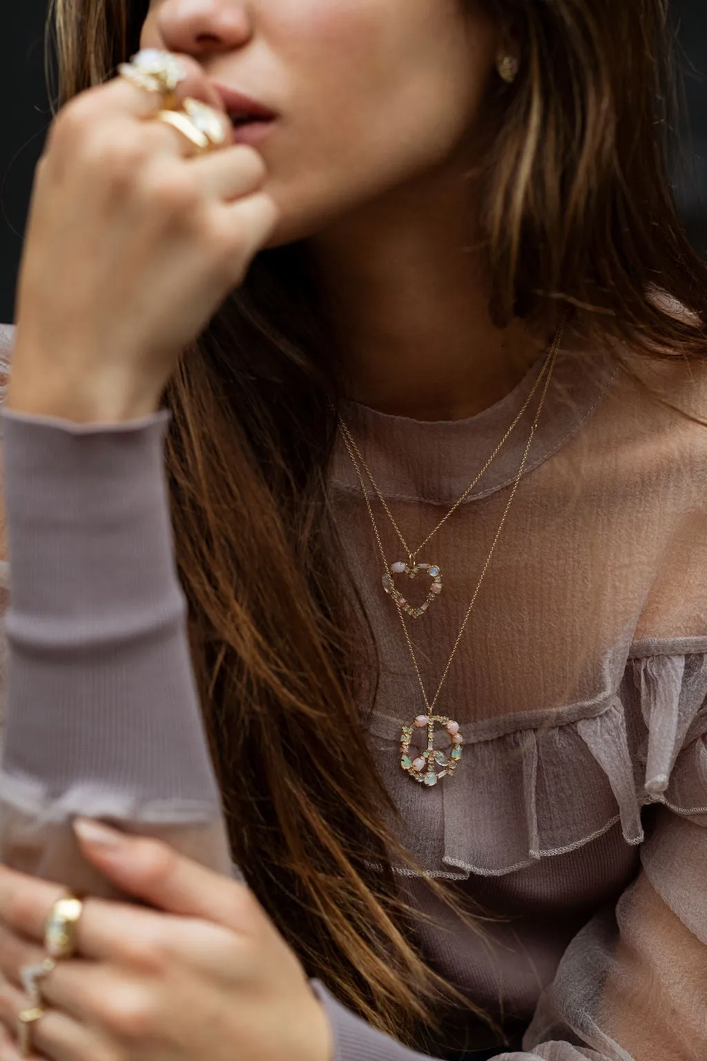 Mosaic Peace Necklace in Pink Cloud Palette