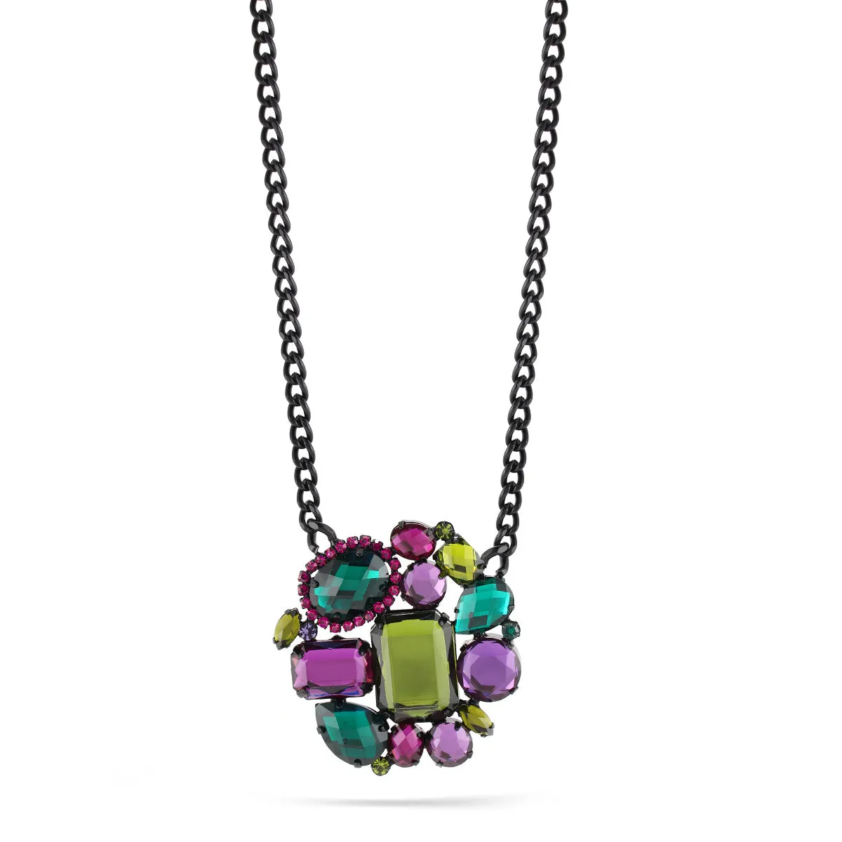 MULTI COLOR FACETED CRYSTAL NECKLACES #256MT1201 (10A2/6F8)