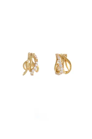 MULTI WAVE HOOP EARRINGS WITH PAVE STONES