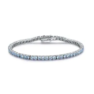 Natural Blue Topaz 925 Sterling Silver Tennis Bracelet Jewelry