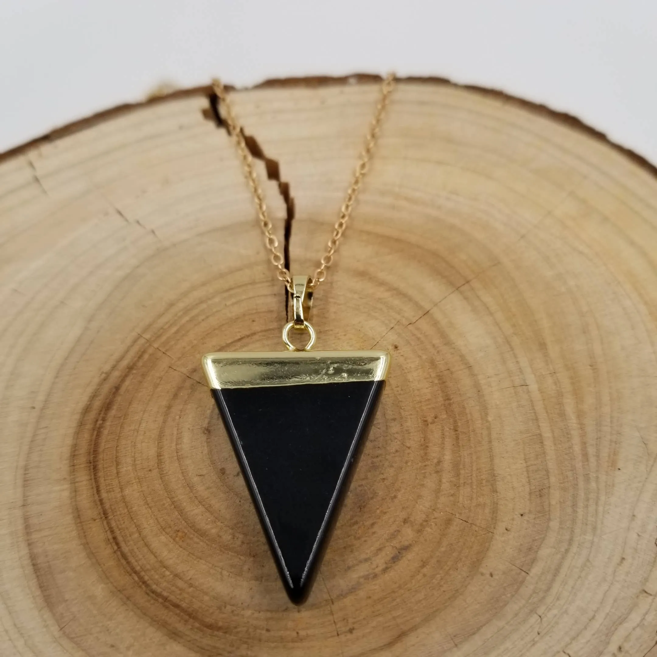 Natural Crystal Triangle Silver Plated Necklace
