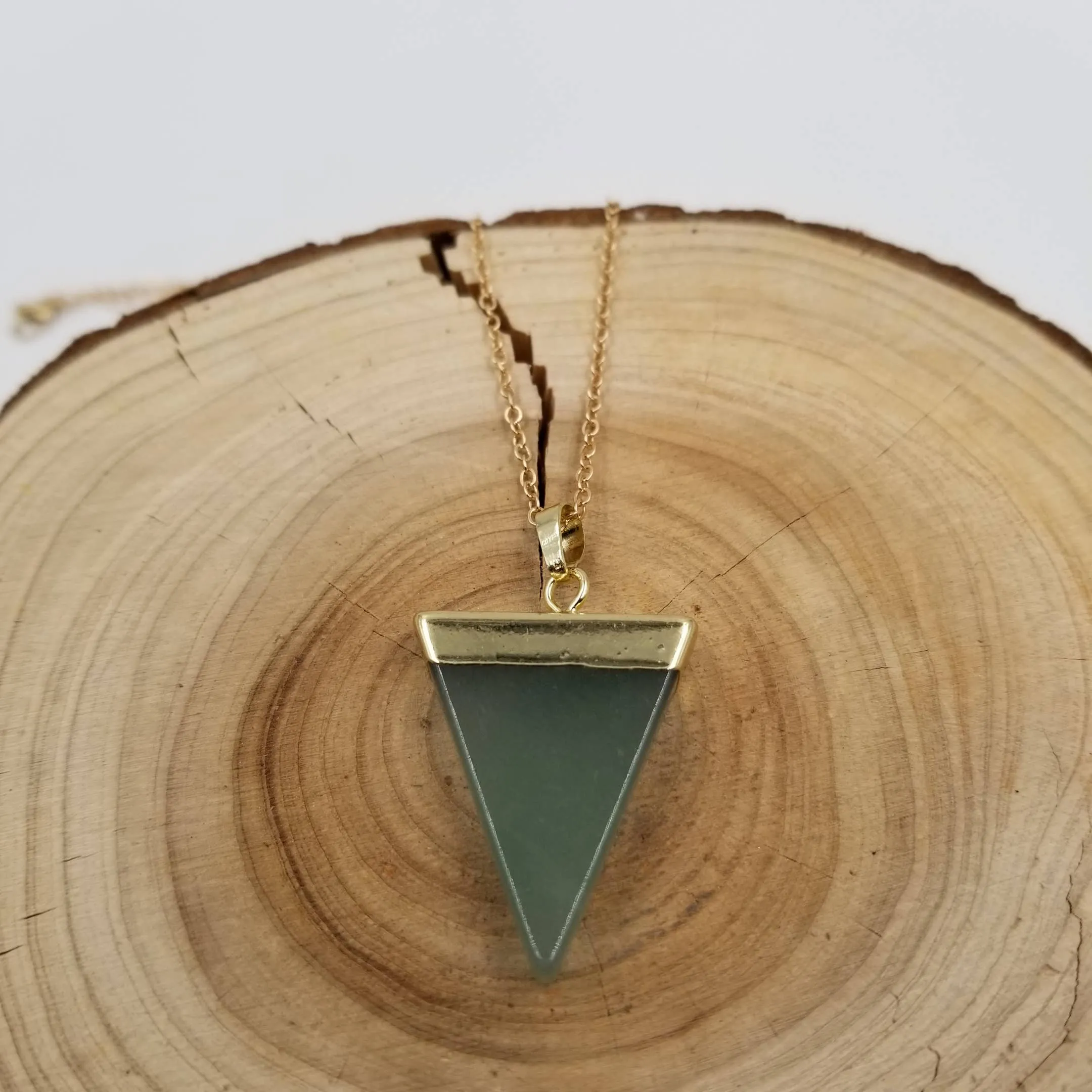 Natural Crystal Triangle Silver Plated Necklace
