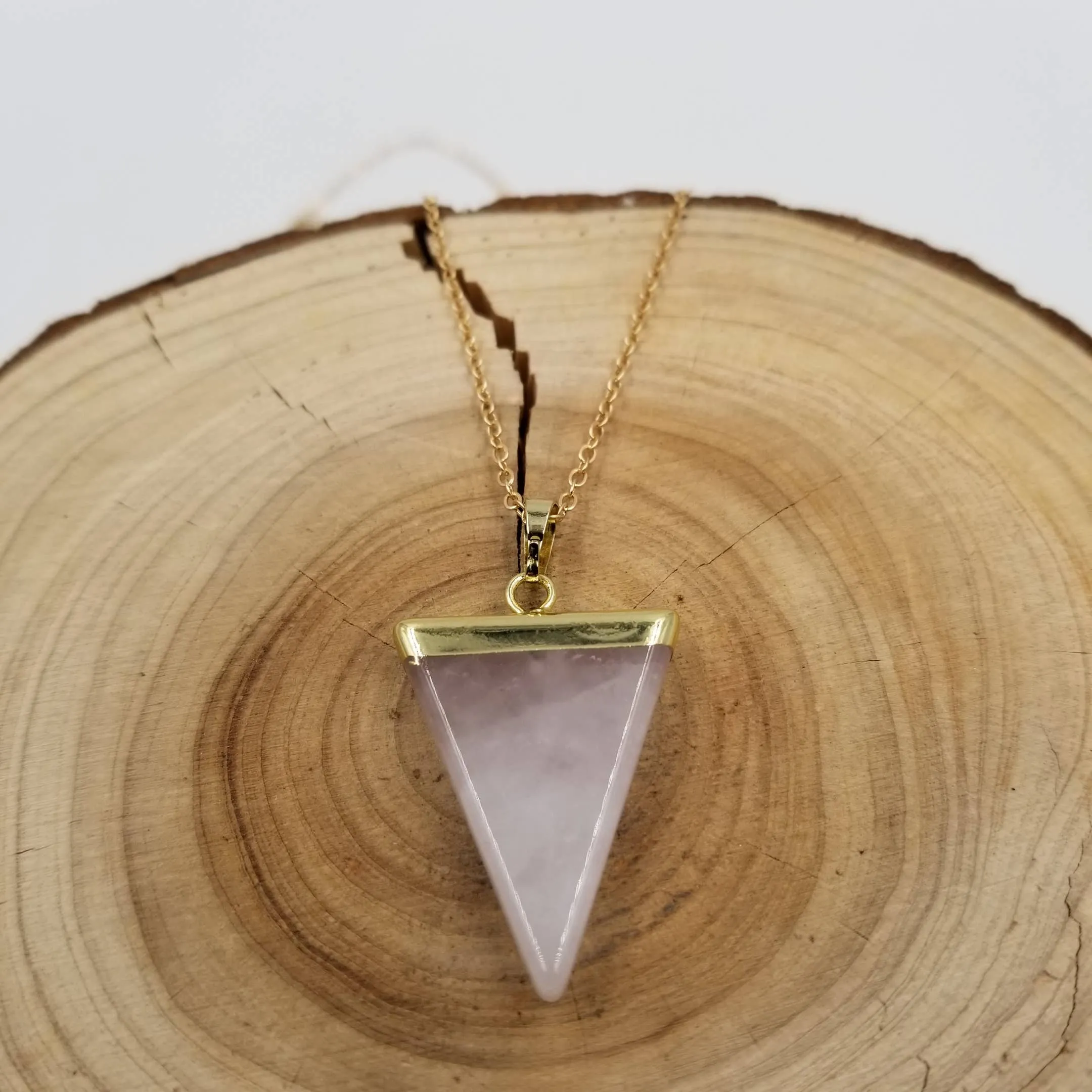 Natural Crystal Triangle Silver Plated Necklace