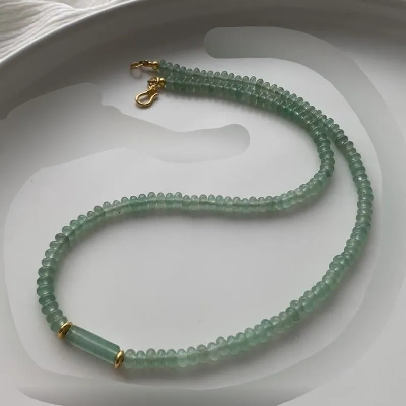 Natural Green Beads Necklace Women Anniverssary Jewelry