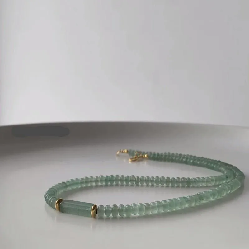 Natural Green Beads Necklace Women Anniverssary Jewelry