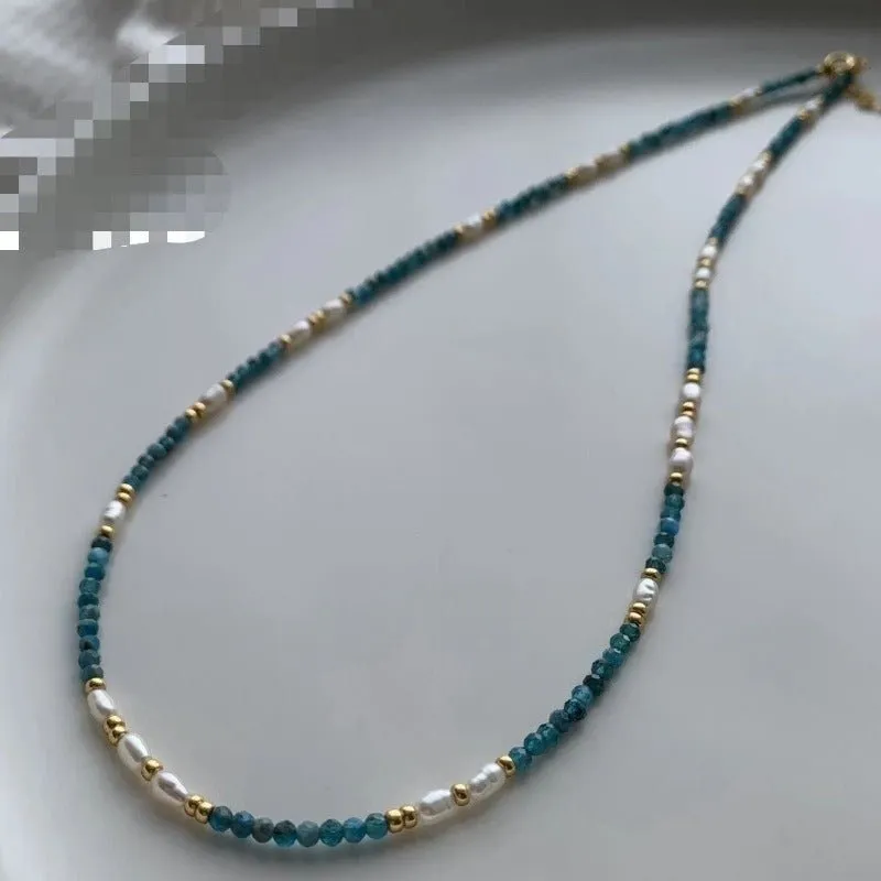 Natural Green Beads Necklace Women Anniverssary Jewelry