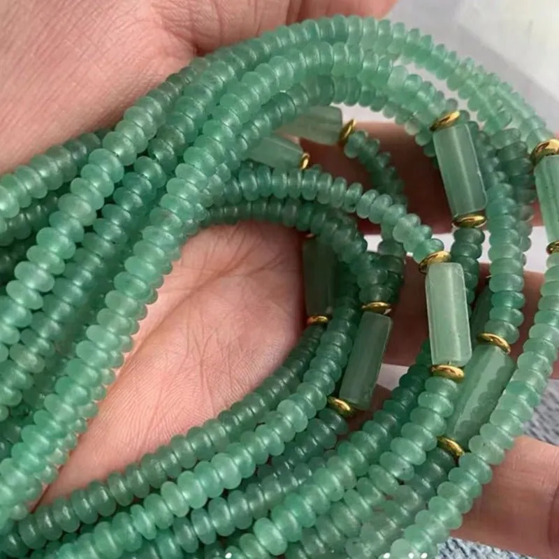 Natural Green Beads Necklace Women Anniverssary Jewelry