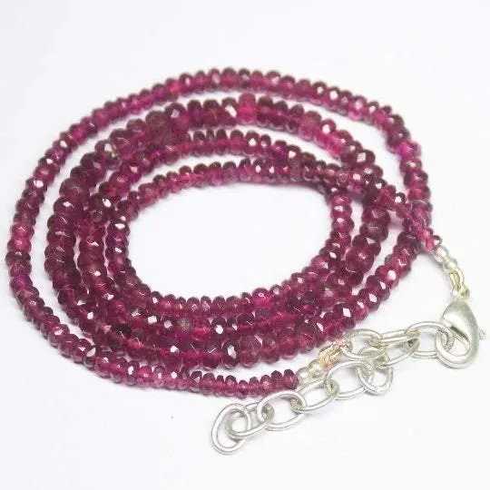 Natural Pink Tourmaline Faceted Rondelle Beads Necklace 3mm 4mm 21inches