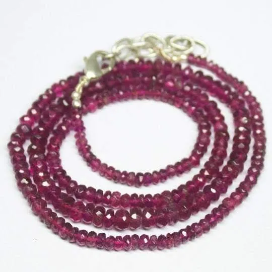 Natural Pink Tourmaline Faceted Rondelle Beads Necklace 3mm 4mm 21inches