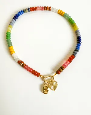Natural rainbow candy gem necklace