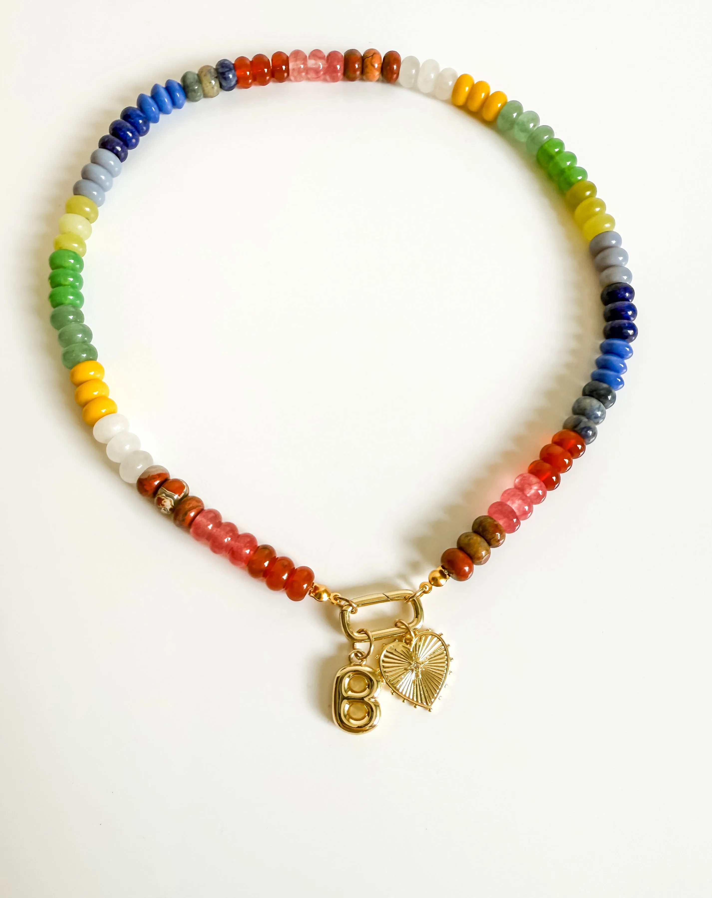 Natural rainbow candy gem necklace