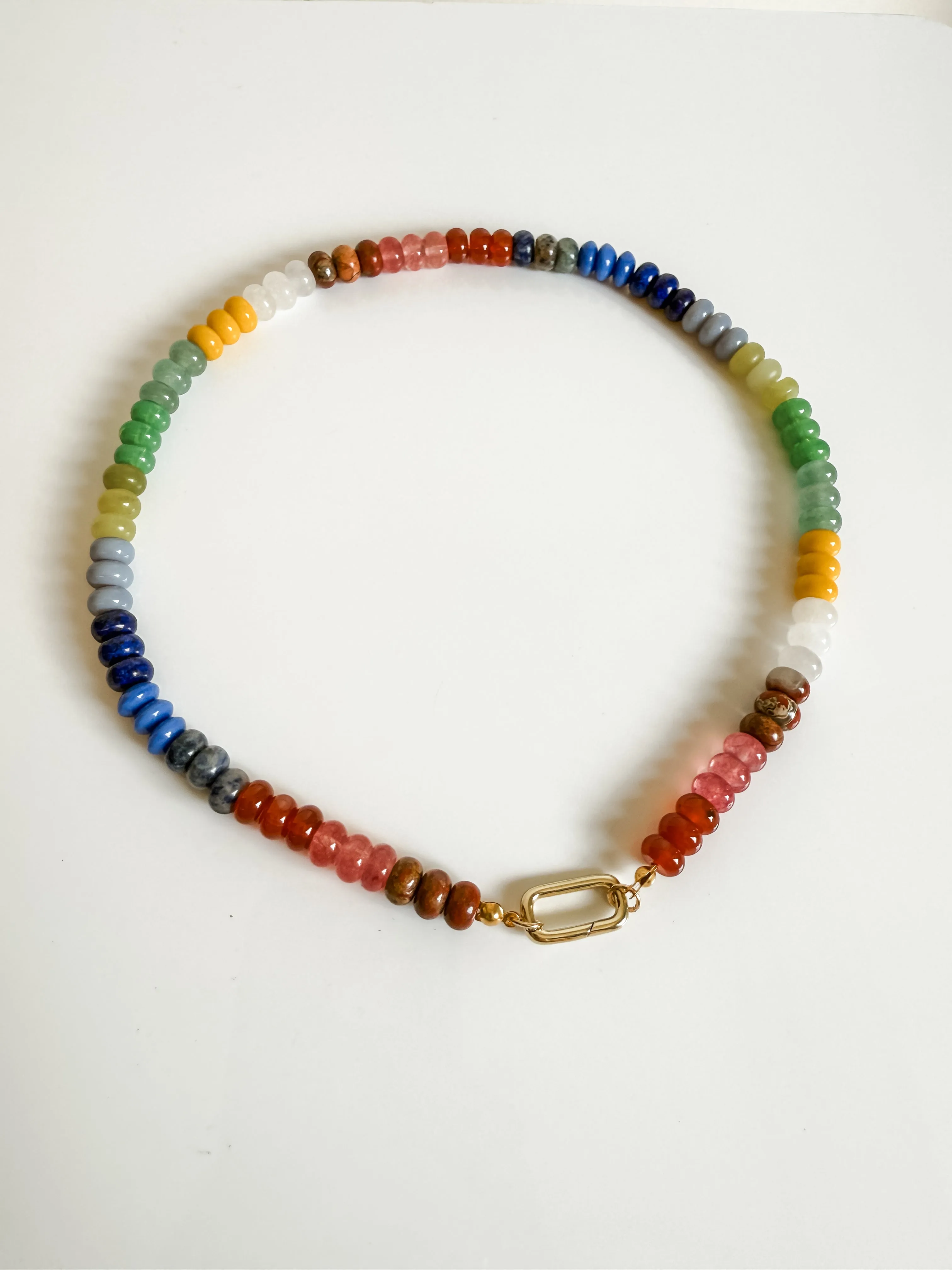 Natural rainbow candy gem necklace