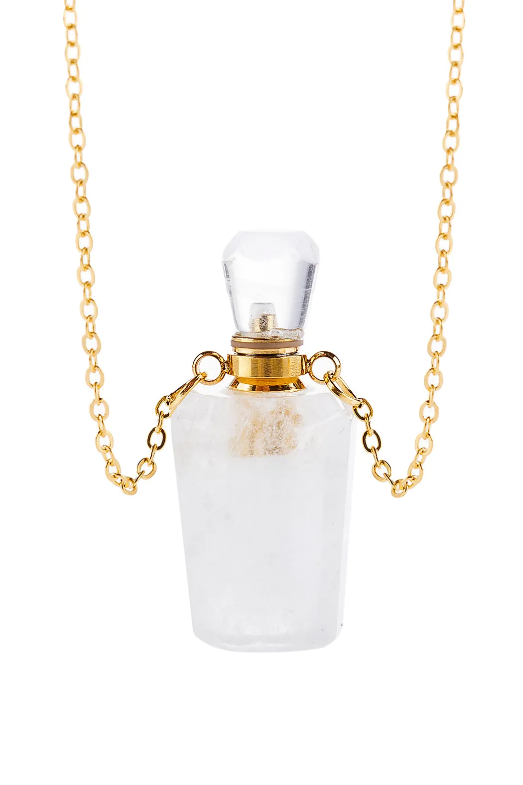 NATURAL STONE HEXAGON CRYSTAL PENDANT  NECKLACE