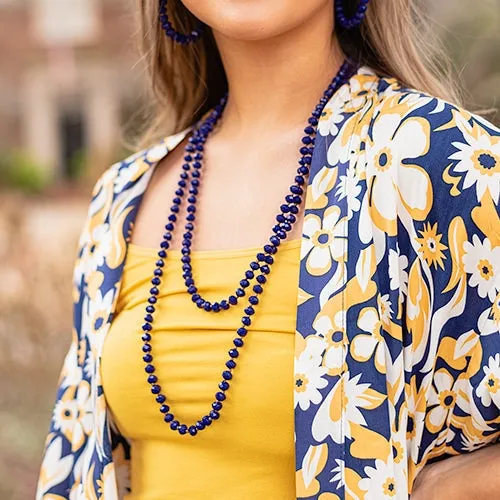 Navy Blue Crystal 60" Strand Layering Necklace