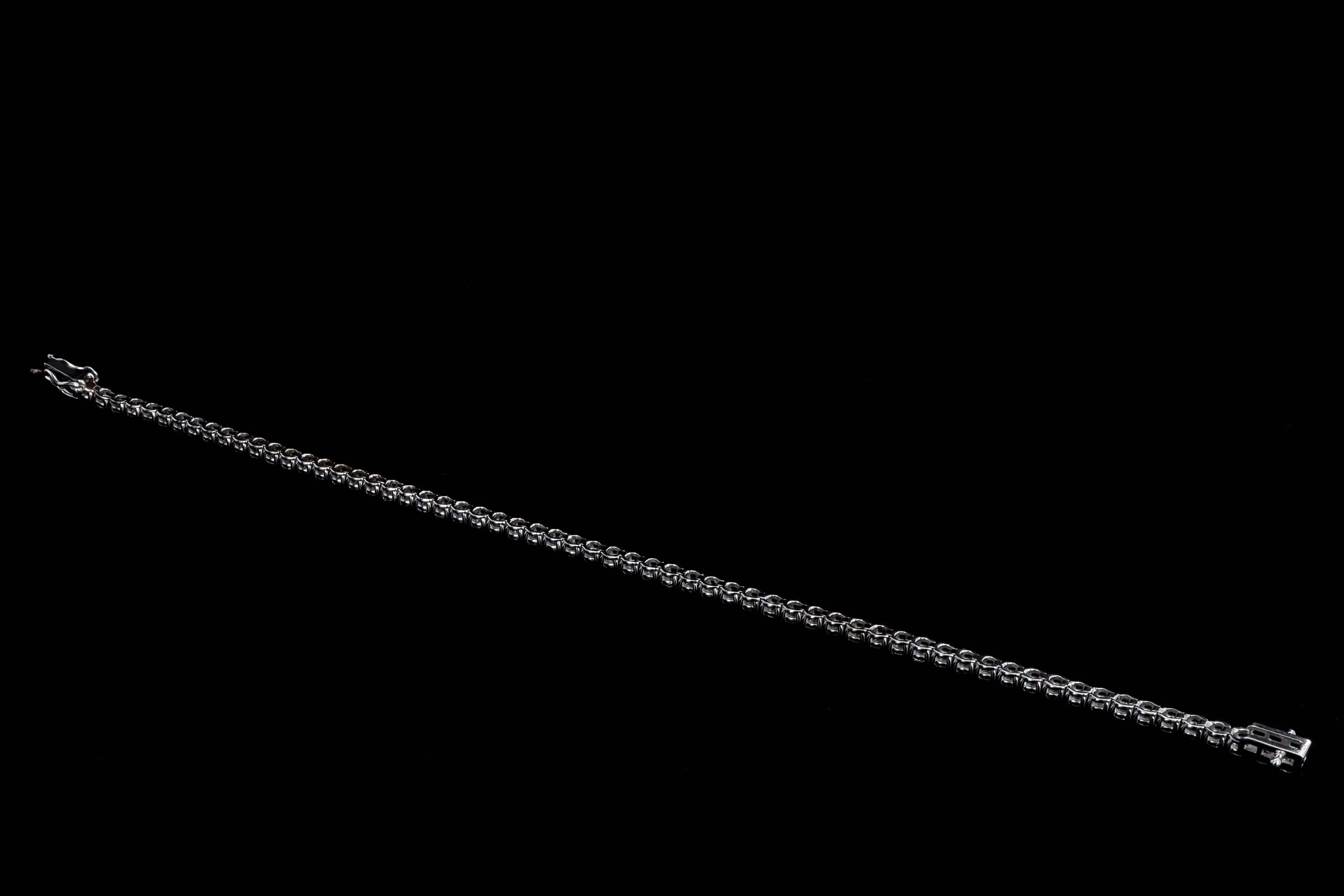 New 14K White Gold 3.87 Carat Round Brilliant Cut Diamond Tennis Bracelet
