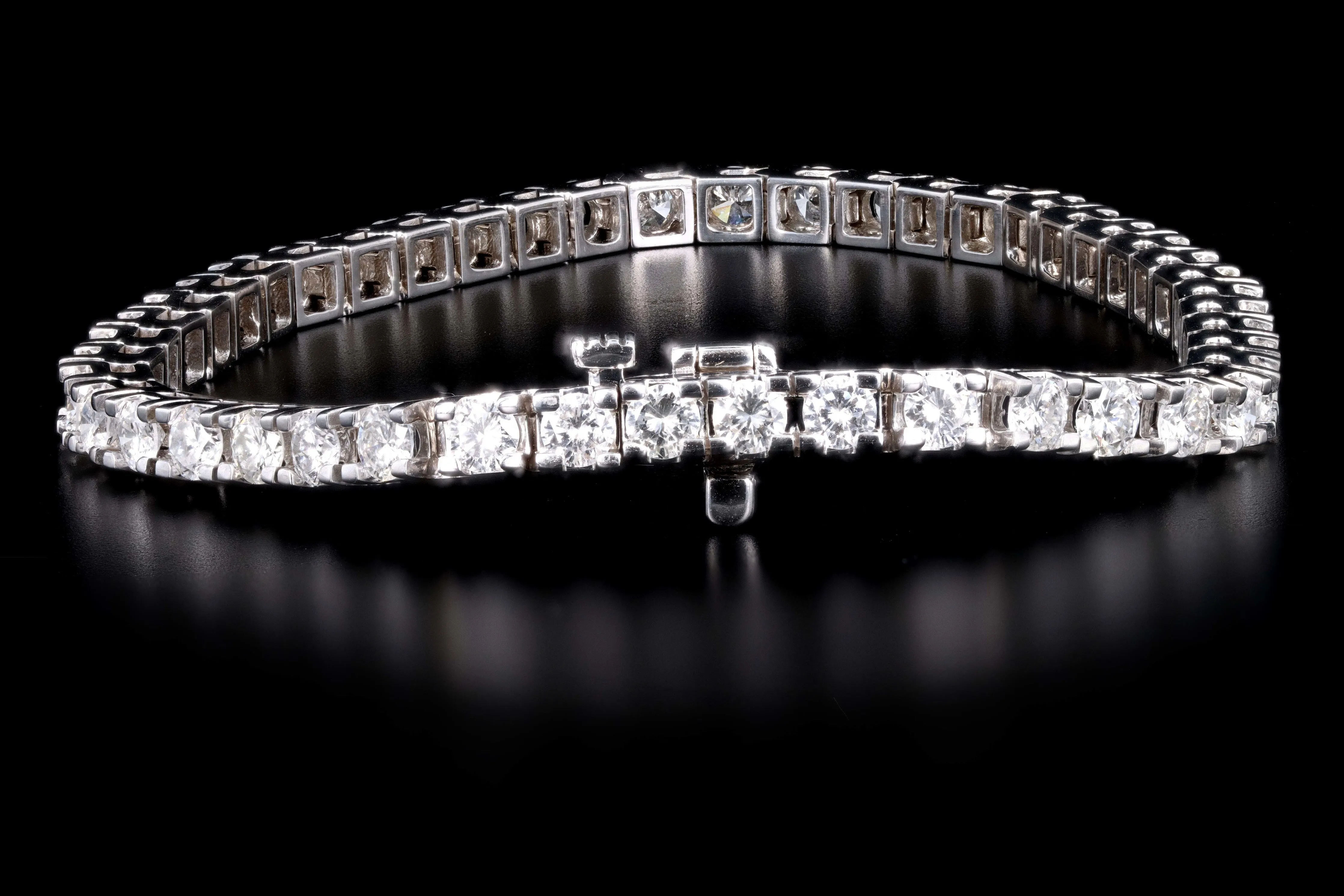 New 14K White Gold 4.93 Carat Round Brilliant Cut Diamond Tennis Bracelet