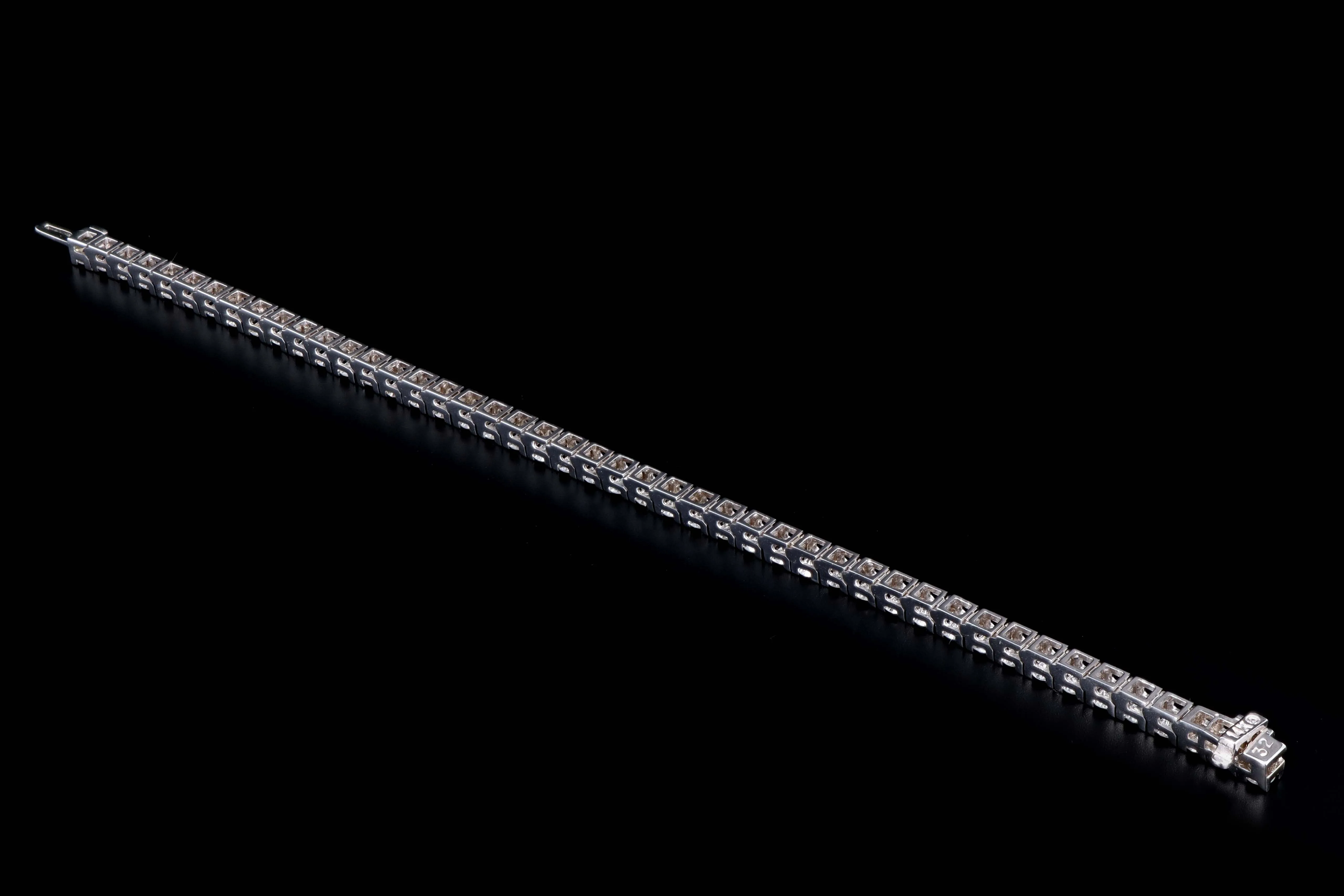 New 14K White Gold 4.93 Carat Round Brilliant Cut Diamond Tennis Bracelet