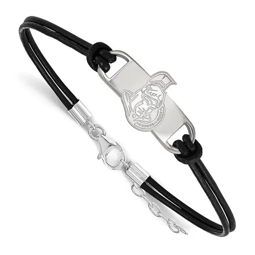 NHL Licensed  Sterling Silver and Leather Ottawa Senators  Bracelet