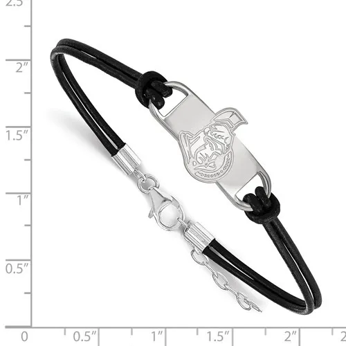 NHL Licensed  Sterling Silver and Leather Ottawa Senators  Bracelet