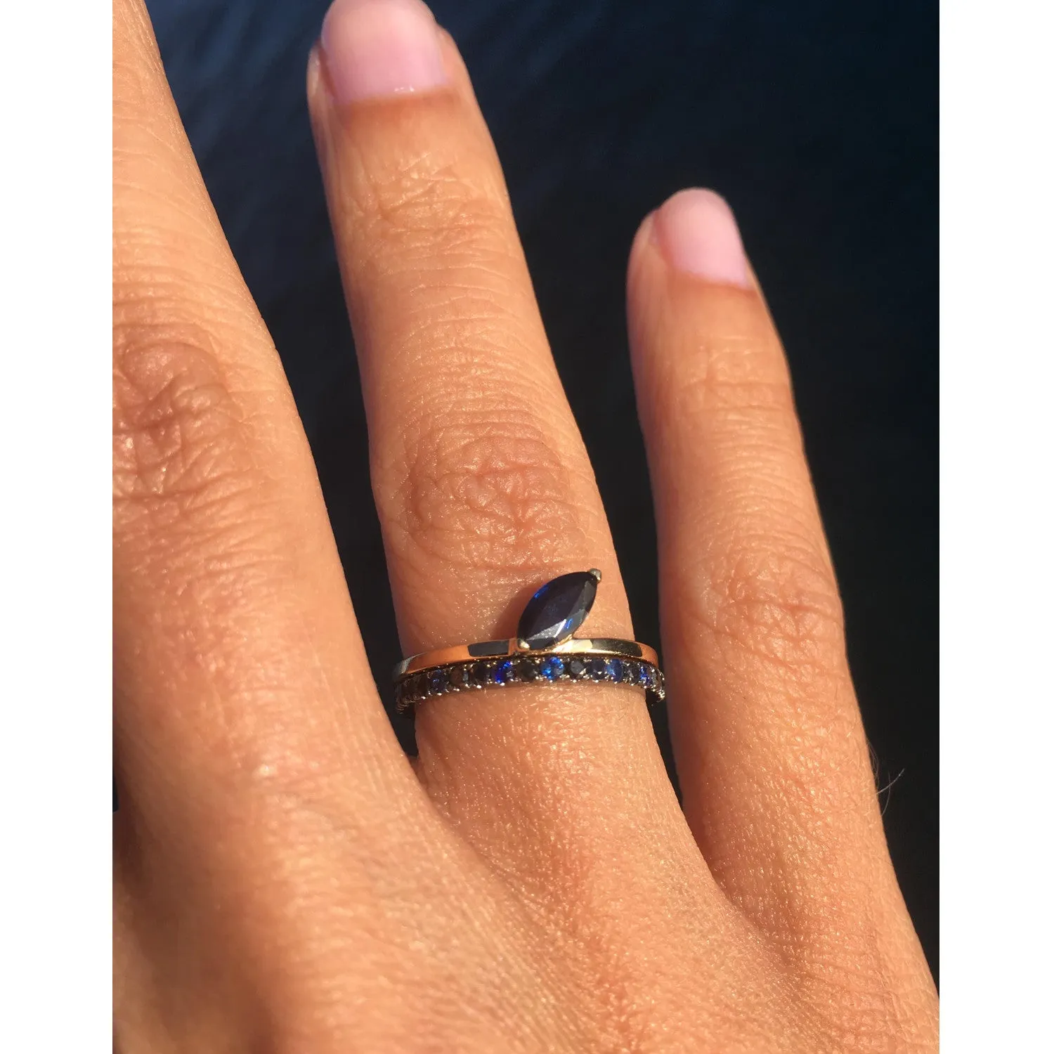 Ocean Blue Eternity Ring - Sapphire & Black Diamonds