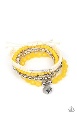 Offshore Outing - Yellow - Beaded Paparazzi Stretchy and Pull Cord Bracelet - 2022 GLOW Convention Exclusive