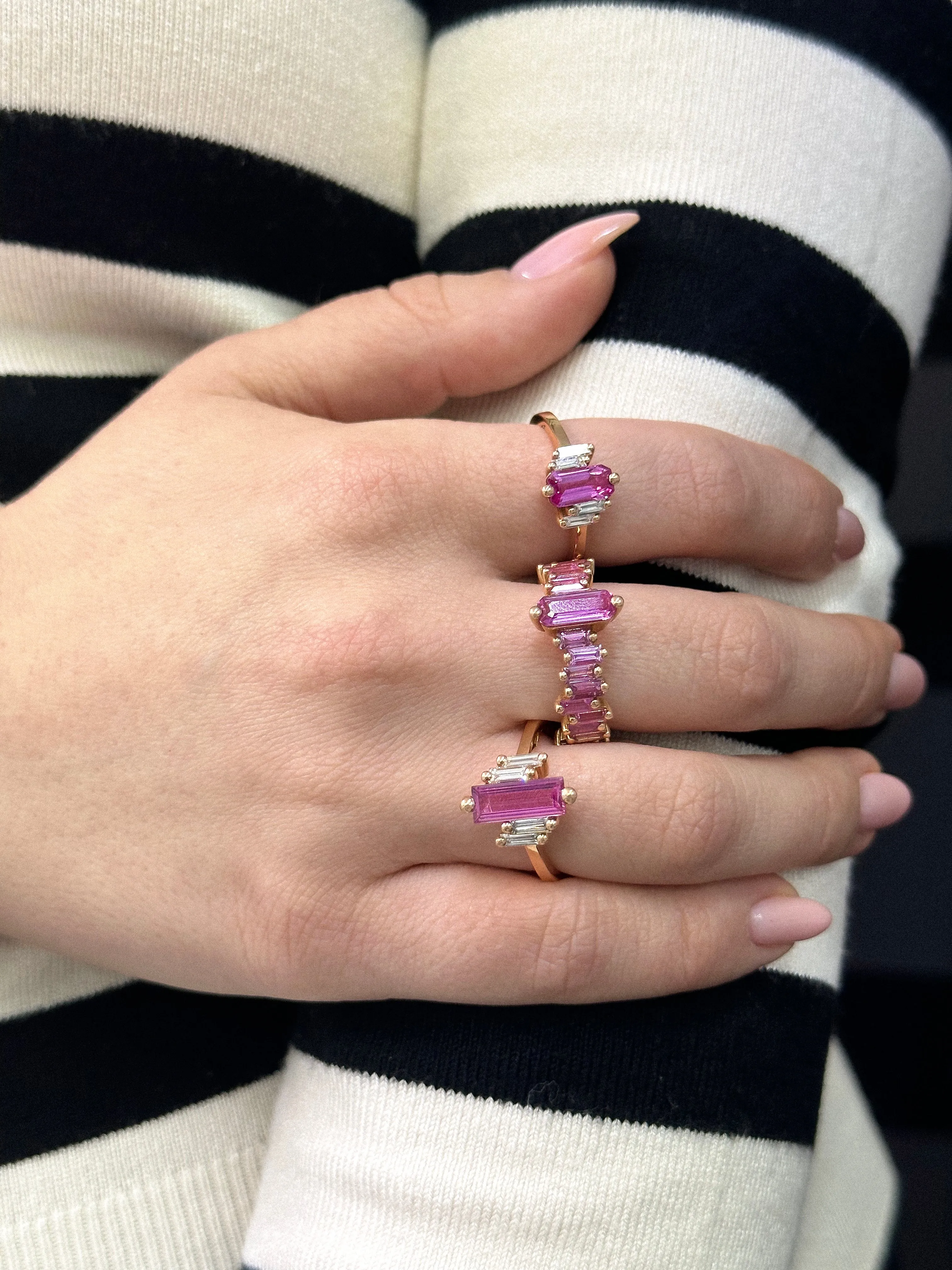 One of a Kind Emerald Cut Pink Sapphire Ring