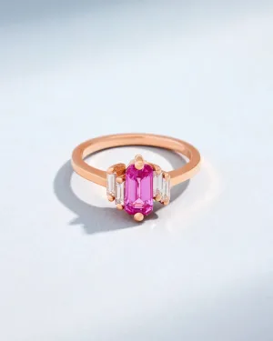 One of a Kind Emerald Cut Pink Sapphire Ring