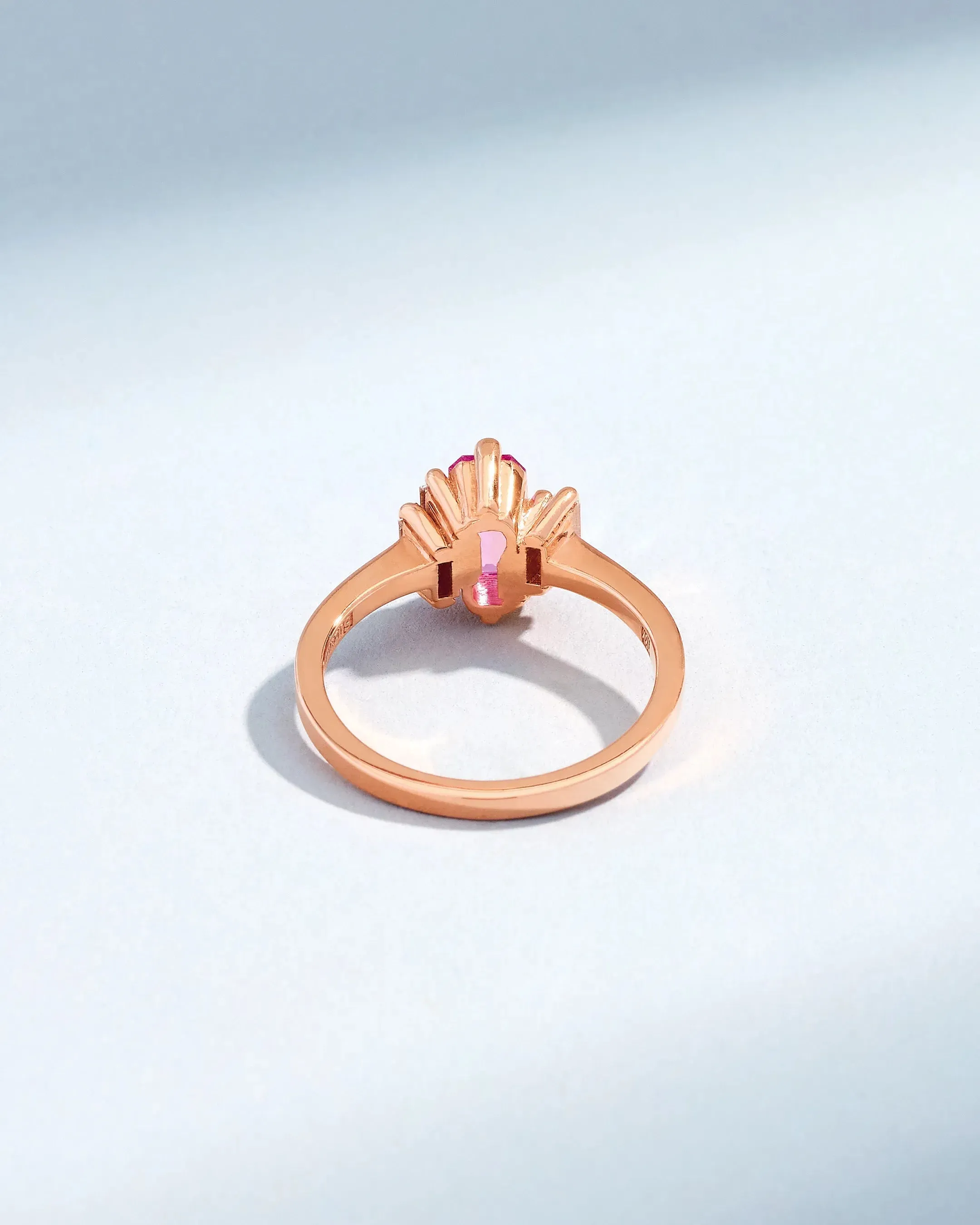 One of a Kind Emerald Cut Pink Sapphire Ring