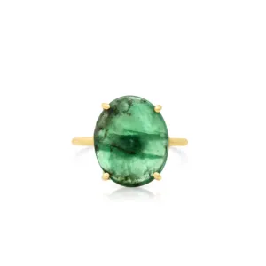 One of a Kind Oval Shape Emerald Ring