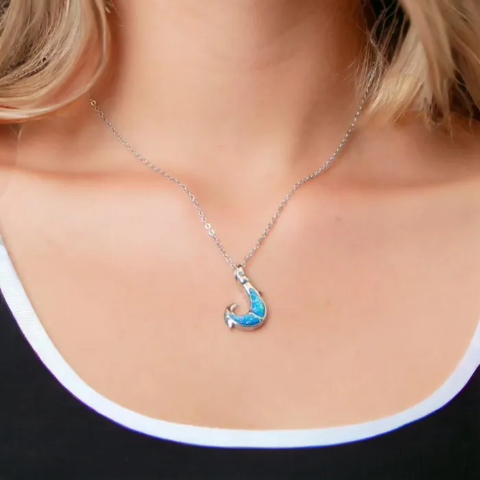 Opal Ahi Fish Hook Pendant