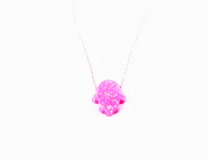Opal Hamsa Necklace on Sterling Silver Chain
