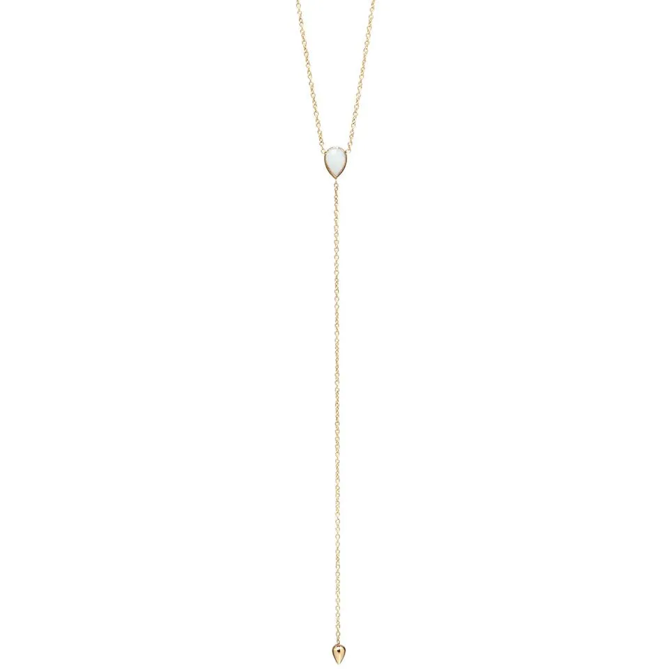 Opal Tear Lariat Drop Necklace