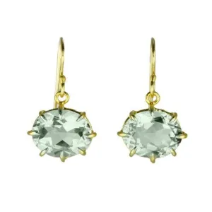 Oval Faceted Green Amethyst Earrings