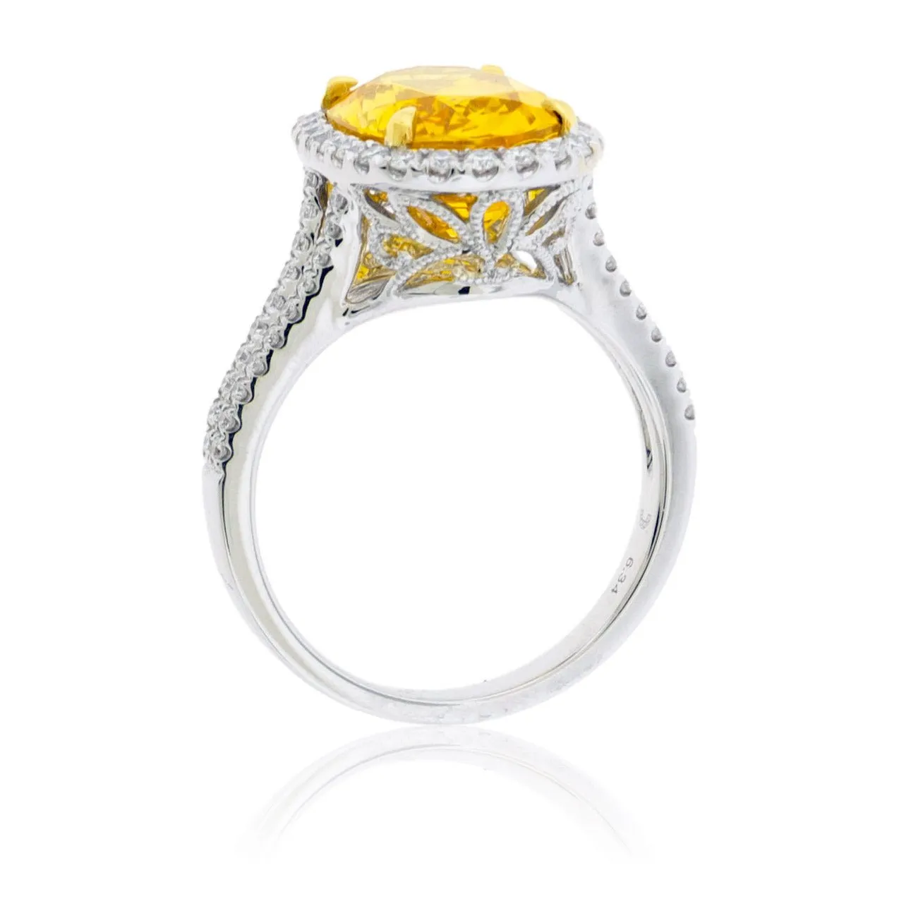 Oval Golden Sapphire & Diamond Accented Ring
