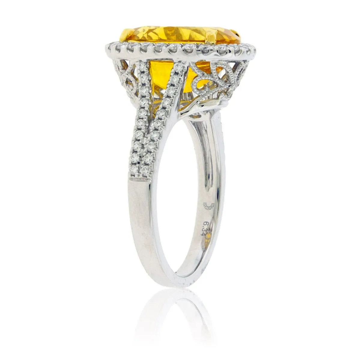Oval Golden Sapphire & Diamond Accented Ring