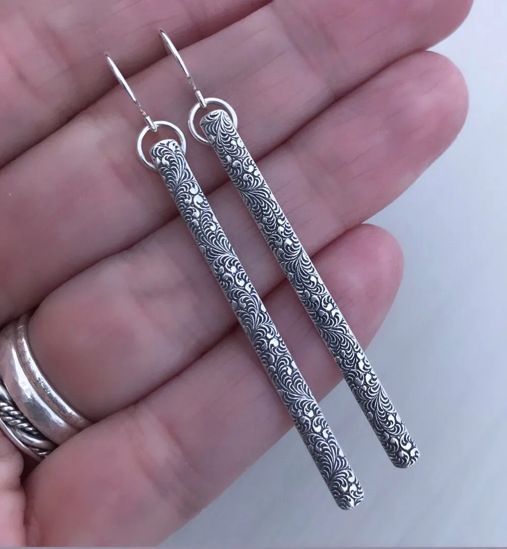 Paisley Bar Earrings-Long
