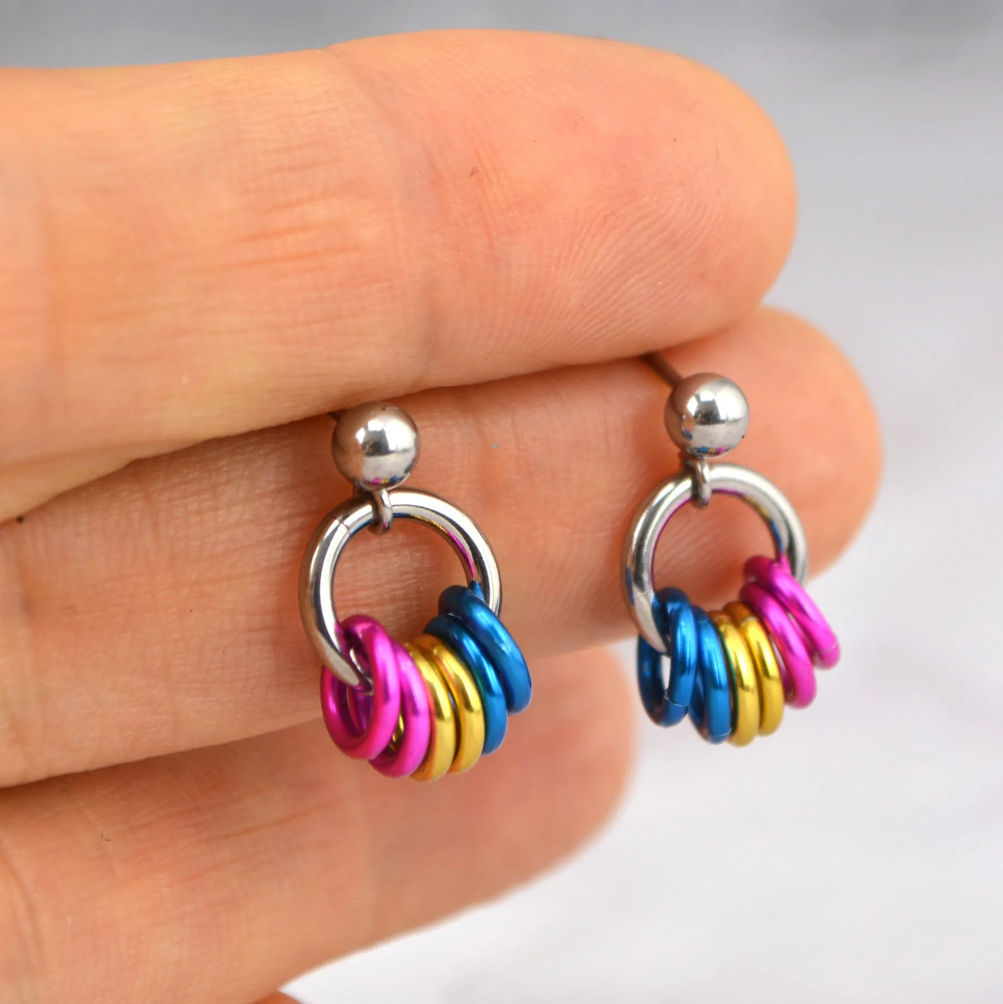 Pansexual Pride - Tiny Flag Earring Studs