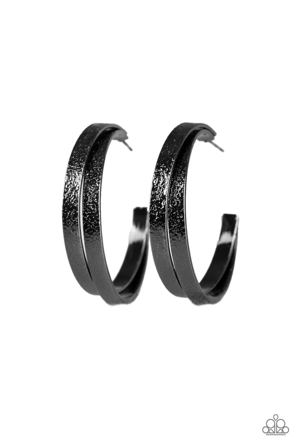 Paparazzi High-Class Shine - Black Double Hoop Earrings