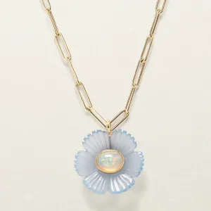 Paradise Flower Pendant XL Chalcedony Ethiopian Opal