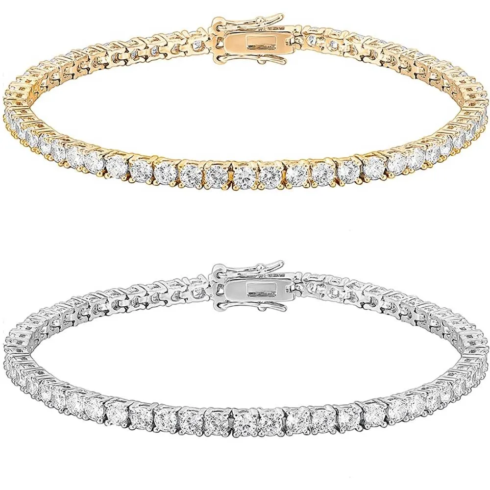 PAVOI 14K Gold Plated 3mm Cubic Zirconia Classic Tennis Bracelet | Gold Bracelets for Women | Size 6.5-7.5 Inch | Multiple Colors and Sizes